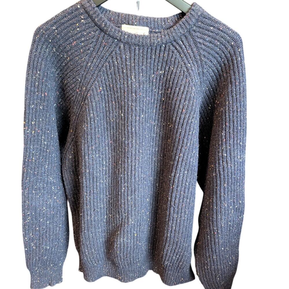 Vintage Woolrich Mens L Navy Donegal Speckled Chunky Rib Knit Crewneck Sweater